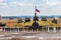 Self-propelled guns Msta-S and the main battle tanks of the Russian army