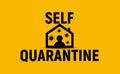 Self quarantine icon, person in house with viruses in air.