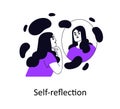Self-reflection, analysis, mental health and psychology concept. Person reflecting, thinking in front of mirror