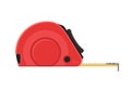 Self-retracting tape measure. Red ruler. Vector flat icon. Royalty Free Stock Photo