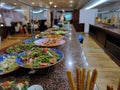 Self service buffet food in a hotel restaurant (Bulgaria, EU)