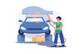 Self Service Car Wash Illustration concept. A flat illustration isolated on white background Royalty Free Stock Photo