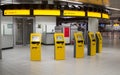 Self-service check-in machines in modern airport