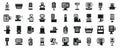 Self service checkout icons set simple vector. Supermarket scan terminal