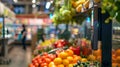 Self-Service Checkout Terminal in a Fruit Section of a Supermarket. Generative ai