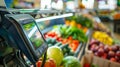 Self-Service Checkout Terminal in a Fruit Section of a Supermarket. Generative ai