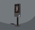 Self-service floor kiosk for fast food, menu, payment terminal, vector design