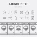 Self-service laundry icons. Royalty Free Stock Photo
