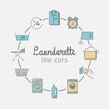 Self-service laundry icons. Royalty Free Stock Photo