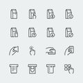 Self-service terminals icons in thin line style