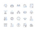 Self-starter line icons collection. Driven, Ambitious, Resourceful, Independent, Motivated, Proactive, Curious vector