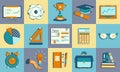 Self study and education themed icons set.