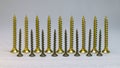 Self-tapping screws for cutting. Materials for construction and repair. Royalty Free Stock Photo