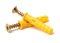 Self-tapping screws and wall plugs Royalty Free Stock Photo