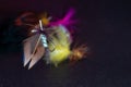 Self-tied fishing lures, flies for fly fishing Royalty Free Stock Photo