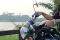 Self-travel by Riding a motorcycle