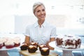 Selfassured female waitress Royalty Free Stock Photo