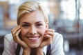 Selfassured female waitress smiling