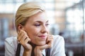 Selfassured female waitress smiling