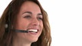 Selfassured hispanic businesswoman wearing headset