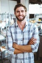 Selfassured waiter smiling Royalty Free Stock Photo