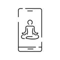 Selfcare line icon. Meditation, yoga, indifference. Mental health concept. Vector for topics like healthy lifestyle, psychology,