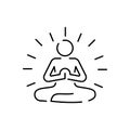 Selfcare line icon. Meditation, yoga, indifference. Mental health concept. Vector for topics like healthy lifestyle, psychology,