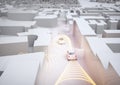 Selfdriving car in action - 3D Rendering