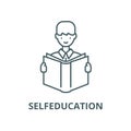 Selfeducation vector line icon, linear concept, outline sign, symbol