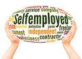 Selfemployed word cloud hand sphere concept