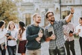 Selfi. Students. Sunny Day. Students. Guys. Books. Royalty Free Stock Photo