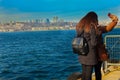 Selfie on Bosphorus Uskudar Beach Istanbul