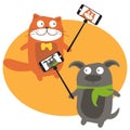 Selfie with cartoon animals .Vector Royalty Free Stock Photo