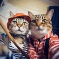 Selfie Cat Portrait, Two Cats Make Self Picture Royalty Free Stock Photo