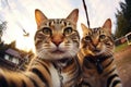 Selfie Cat Portrait, Two Cats Make Self Picture