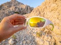 Selfie of cool trailrunning man in croatia on the island krk in baska in summer