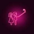 selfie couple in love icon. Elements of Family in neon style icons. Simple icon for websites, web design, mobile app, info