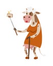 Selfie cow like old woman vector portrait illustration Royalty Free Stock Photo