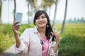 Selfie. excited young woman taking her self portrait