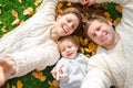 Selfie family makes their lifestyle in the autumn