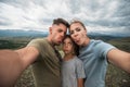 Selfie of family in mountain