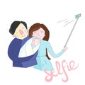 Selfie family photo illustration vector color