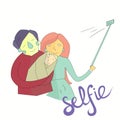 Selfie family photo illustration vector