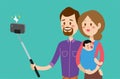 Selfie family portreit vector illustration