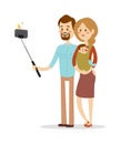 Selfie family portreit vector illustration.