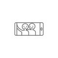 Selfie, friends, smartphone icon. Element of friendship icon. Thin line icon for website design and development, app development.