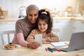 Selfie Fun. Happy Muslim Woman Taking Photo With Little Daughter On Smartphone Royalty Free Stock Photo