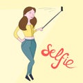 Selfie girl photo illustration color