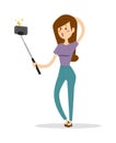 Selfie girl vector illustration.