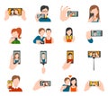 Selfie Icons Flat